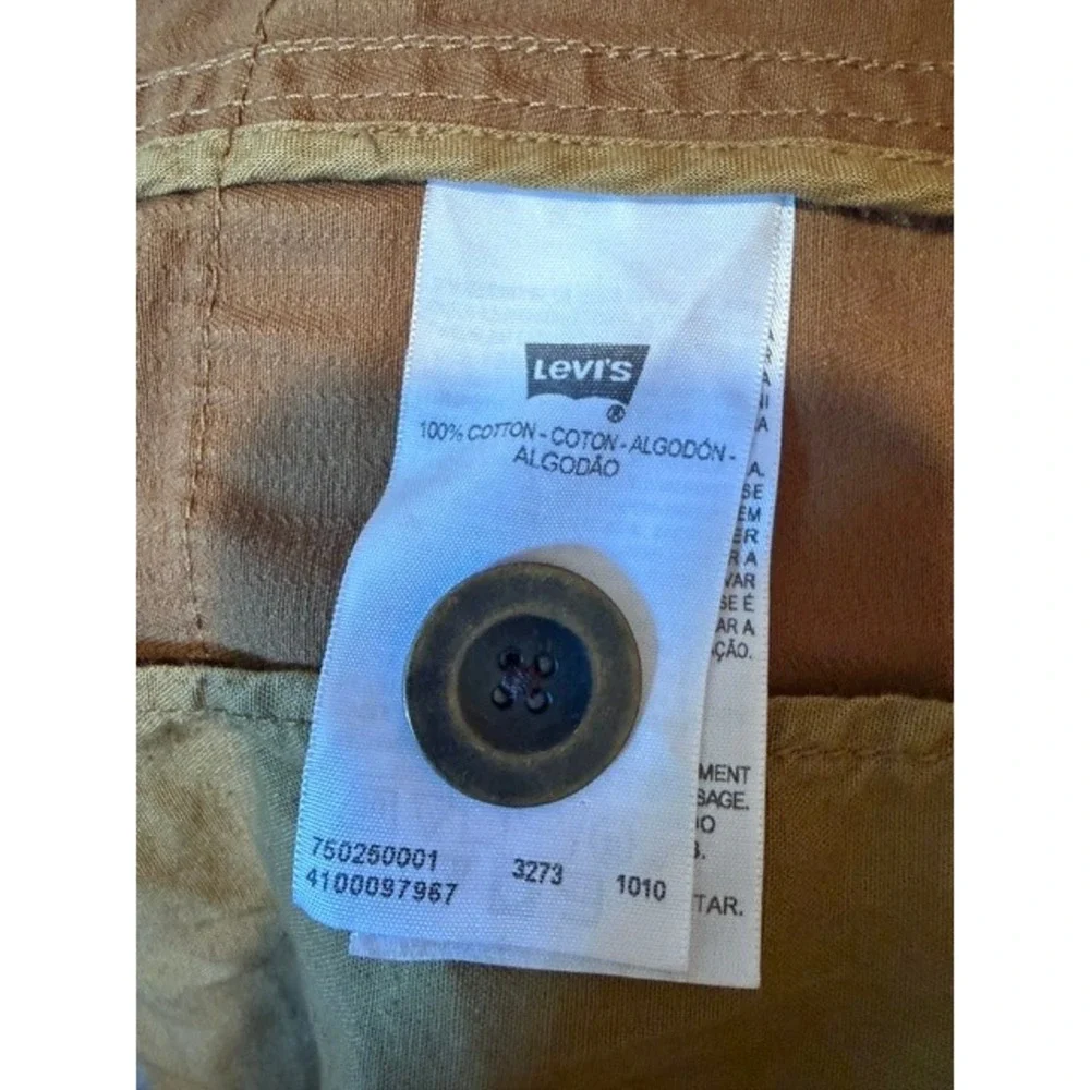 Levis Mens Khaki Tan Herringbone Cotton Chore Coat Shawl Collar Jacket Small - Picture 7 of 8